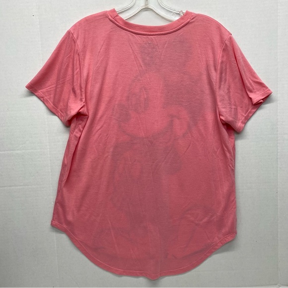 Disney Mickey Mouse Juniors XL/15-17 Chalk Print Tee Shirt Pink Short Sleeve Fun - Picture 2 of 7